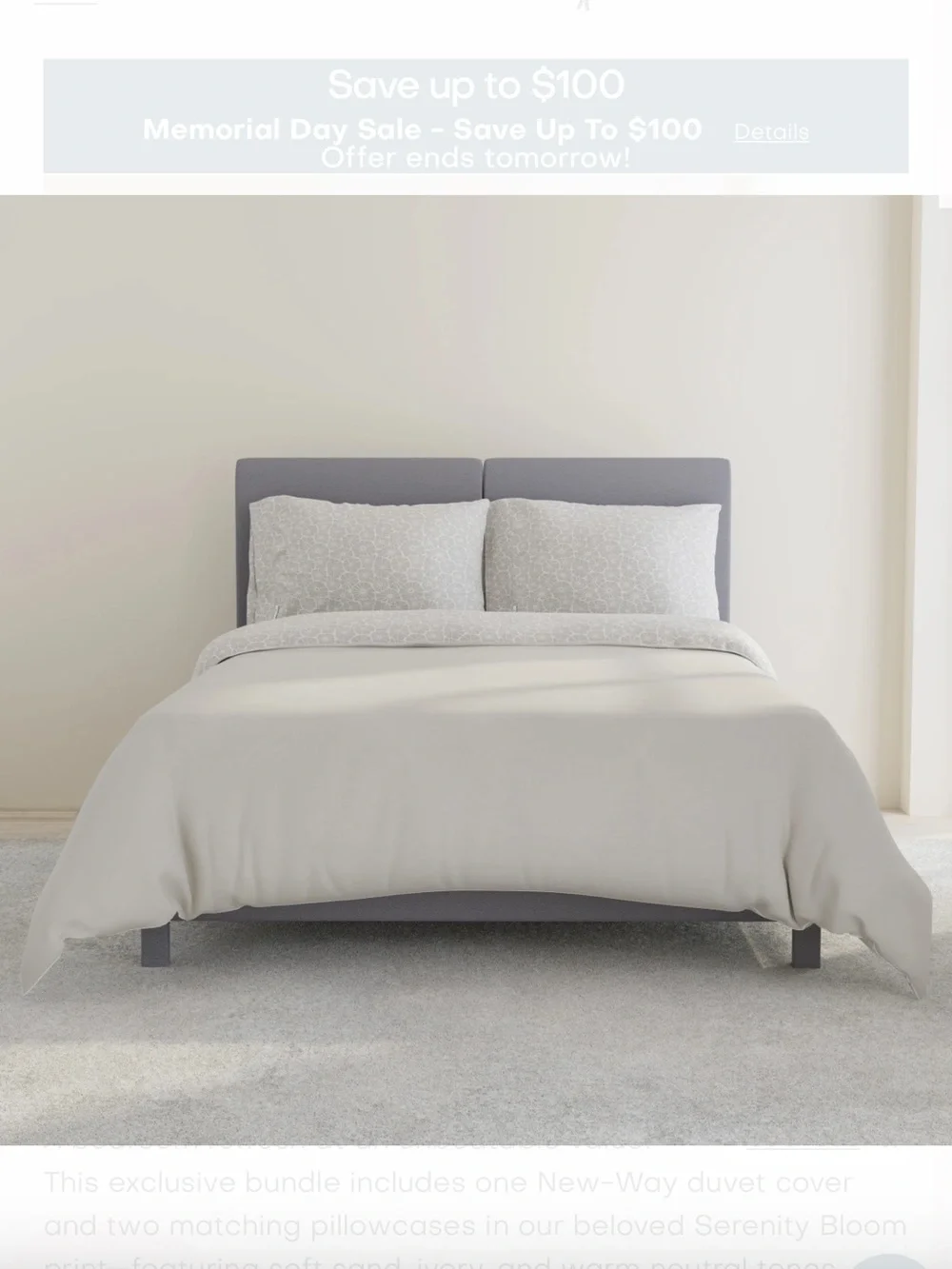 Neutral Cream Cotton Duvet Cover Set with Matching Pillowcases